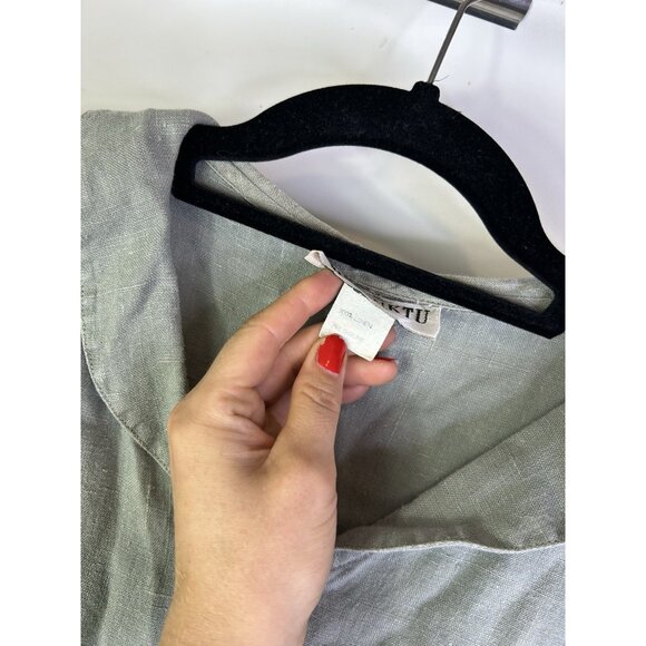 Vintage 90s Timbuktu Linen Flowy Button Shirt Tunic USA Lagenlook - Picture 3 of 6